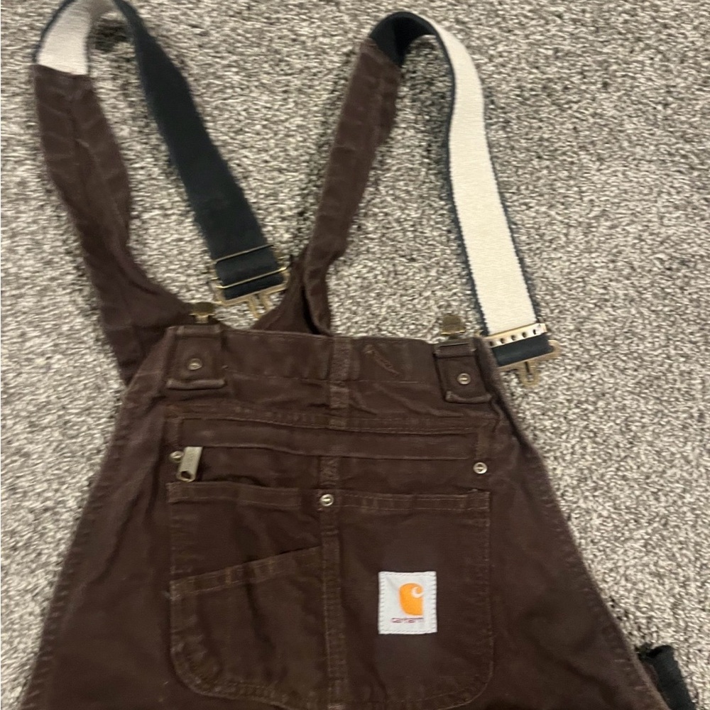 Carhartt Dark Brown Duck Bib Overalls with Adjustable Straps - Picture 3 of 6